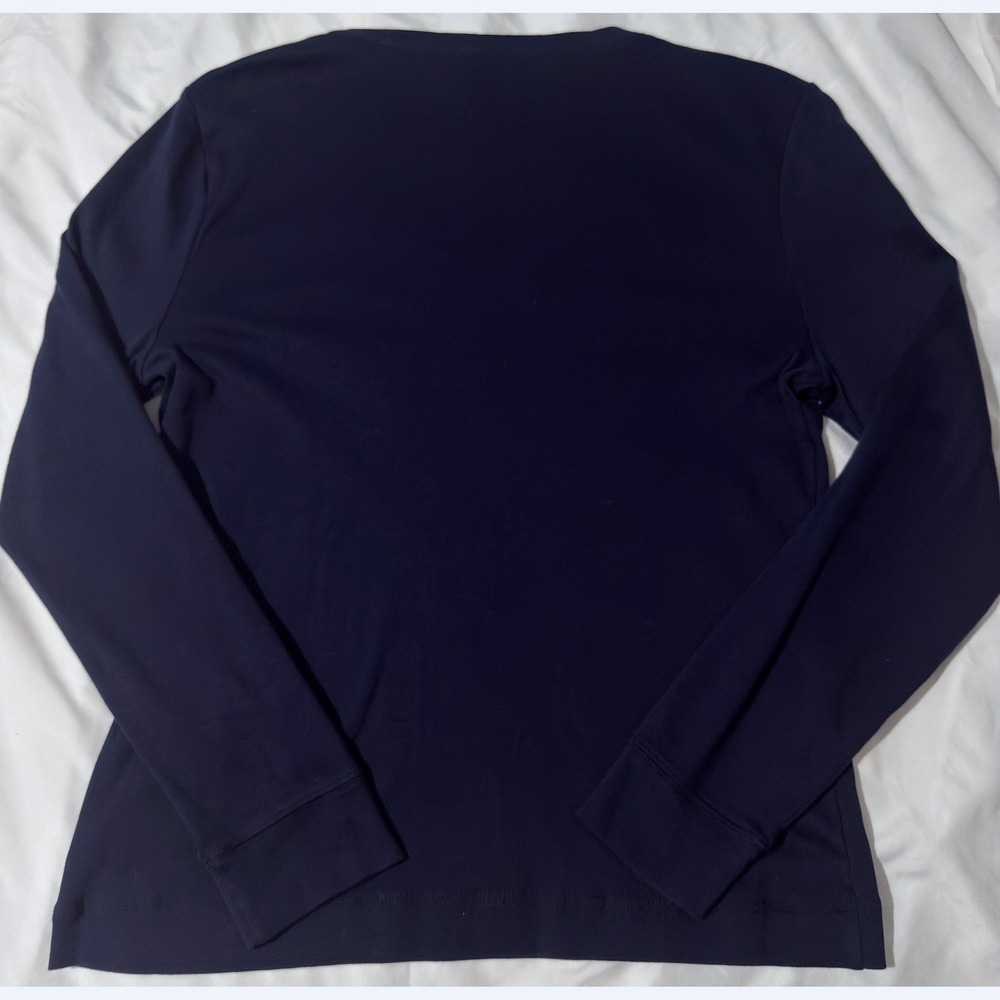 Lauren Ralph Lauren Top Womens XL Navy Blue Suede Patch Shoulder Zip - Picture 6 of 11